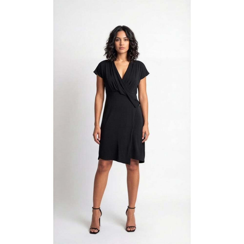 Vince Camuto Women's Short Sleeveles V-Neck Dress Black Plus Size 3X